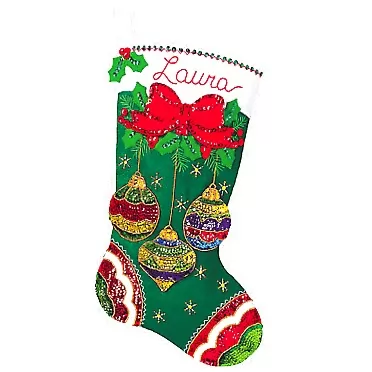 Bucilla Jeweled Ornaments Felt Christmas Stocking Kit #84949