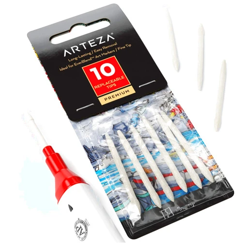 ARTEZA Marker Tips, Pack of 10, Fine Replacement Nibs for EverBlend Markers, Art Supplies for Drawing, Sketching, and Shading