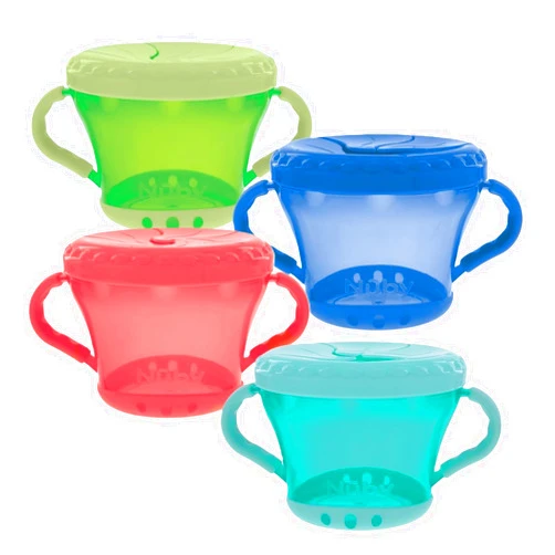 Nuby 4 Pack Snack Keeper (Green, Blue, Coral and Aqua)