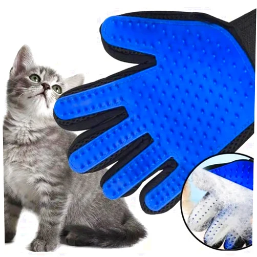Generic Upgraded Pet Grooming Gloves Silicone Deshedding Brush Mitt Efficient Hair Remover for Dogs, Cats Five Finger Design Massager for Long & Short Fur, Mess-Free for Long/Short Hair - 1 Pair (Right-Hand)