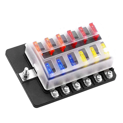 USTOPF1T 12 Way 12V Marine Fuse Block, Waterproof Marine Fuse Block with LED Indicator, Negative Bus Fuse Block Retaining Screws for 12V/24V Cars, Boats, RVs and Trucks