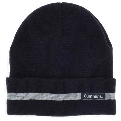 Cummins Black Cuffed Beanie with Reflective Stripe