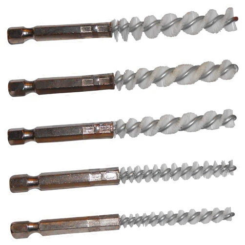 HIGHTBRUSH Nylon Pipe, Hole, Barrel and Tube Brush 4'' Overall X 2'' Brush Part X 6MM Dia,7MM Dia,8MM Dia,9MM Dia and 10MM Diameter Brush 5 Piece Set