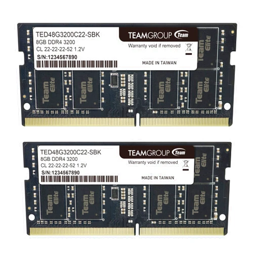 TEAMGROUP Elite DDR4 16GB Kit (2 x 8GB) 3200MHz PC4-25600 CL22 Unbuffered Non-ECC 1.2V SODIMM 260-Pin Laptop Notebook PC Computer Memory Module Ram Upgrade - TED416G3200C22DC-S01
