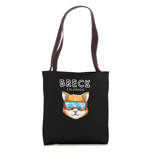 USA Ski Cat Breck Colorado Gift Breck Colorado - Funny Ski and Snowboard Cat Tote Bag