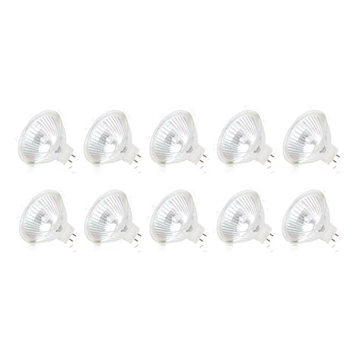 Simba Lighting Halogen MR16 20W 12V Light Bulbs (10 Pack) for Landscape, Track Lights, Fiber Optics, Desk Lamps, BAB C Spotlights with Glass Cover, GU5.3 Bi Pin Base, 2700K Warm White Dimmable