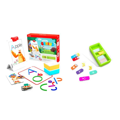 Osmo - Little Genius Starter Kit for iPad (Preschool Ages) + Coding Family Bundle for iPad & Fire Tablet (Ages 5-10 ipad Base Included)