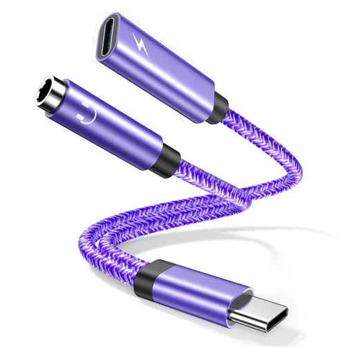 ABCPOW USB C to 3.5mm Audio Headphone & Android Phone Charger Adapter, 2-in-1 Type C to Aux Earphone Jack Dongle Cable & 60W Fast Charging for Samsung Galaxy A54 A14 A34 S24 S23 Ultra S22 S21 fe S20 A13 A53