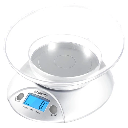 Etekcity Food Kitchen Scale With Bowl, Digital Ounces and Grams for Cooking, Baking, Meal Prep, Dieting, and Weight Loss, 11lb/5kg, Backlit Display