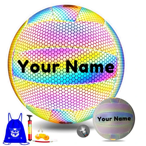 KPASON Customized Volleyball, Personalized Holographic Glowing Volleyball Size 5, Glow in The Dark Volleyball Gift with Name/Text for Men Women