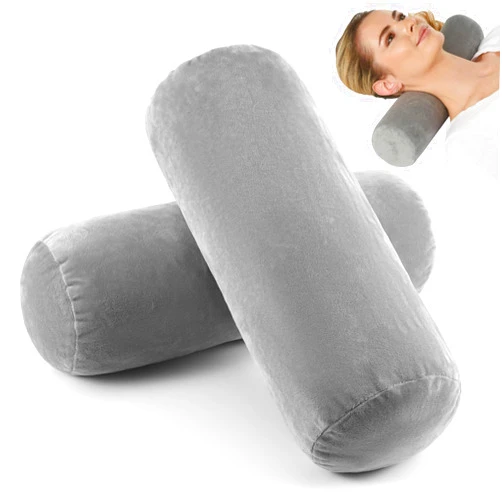 Prasacco 2 Pcs Cervical Neck Roll Pillow Cover with Zipper, Round Pillow Covers Soft Neck Roll Pillow Cover Comfortable Pillowcases for House Home Decor Cylindrical Pillow Cushion(Gray, 16 x 6 Inch)