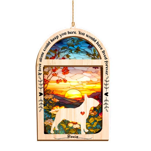 LOVELYPOD Personalized Bull Terrier Christmas Ornament Suncatcher, Bull Terrier Ornament with Name, Pet Loss, Gifts for Dog Lovers Loss of Dog, Memory Remember Dog, Sympathy Dog Window