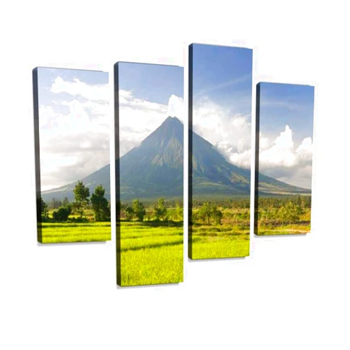 Weone Artwork Perfect volcano Canvas Wall Art Hanging Paintings Modern Artwork Abstract Picture Prints Home Decoration Gift Unique Designed Framed 4 panel