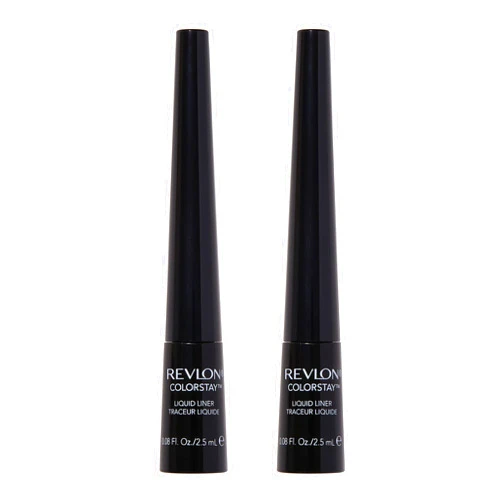 Revlon Liquid Eyeliner, ColorStay Eye Makeup, Waterproof, Smudgeproof, Stocking Stuffer for Her, Longwearing with Ultra-Fine Tip, 251 Blackest Black, 2 pack