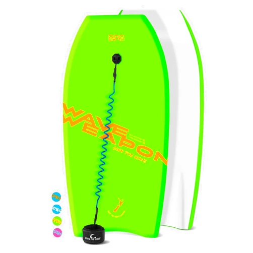 Own the Wave 'Wave Weapon' Body Board for All Wave Conditions - Lightweight with EPS Core HDPE Slick Bottom Body Boards for Beach with Wrist Leash and Plug for Kids and Adults