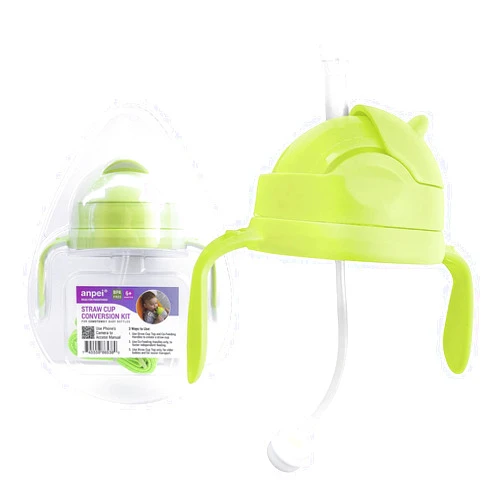 ANPEI 3-in-1 Weighted Straw Sippy Cup Conversion Kit for Comotomo Bottles | Versatile, Leak-Proof - Easy-to-Use Solution for Babies and Toddlers | Compatible with 5oz & 8oz Bottle (Green)
