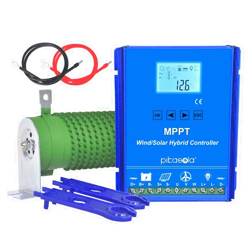 PIKASOLA 1400W off grid with unloader hybrid wind solar controller Auto 12/24V battery MPPT charge boost float of max 800w wind turbine generator 600w solar panel home street light controller