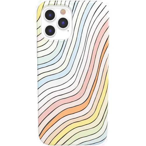 Casely iPhone 12/12 Pro Case | Ride The Wave | Pastel Rainbow Lined Case