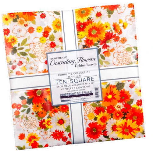 Robert Kaufman Debbie Beaves Flowerhouse Cascading 42 10-inch Squares Layer Cake Robert Kaufman TEN-1318-42, Assorted