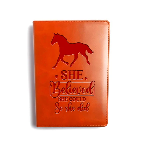 JOHSBYD Horse Trainer Gift Leather Notebook for Women Girls She Believed She Could So She Did Leather Journal Notebook Inspirational Gift Horse Lover Gifts (she believe)