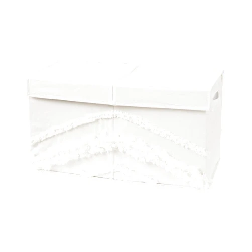 Sweet Jojo Designs Ivory Boho Bohemian Girl or Boy Small Fabric Toy Bin Storage Box Chest For Baby Nursery or Kids Room Gender Neutral Off White Farmhouse Chic Unisex Minimalist Fringe Macrame