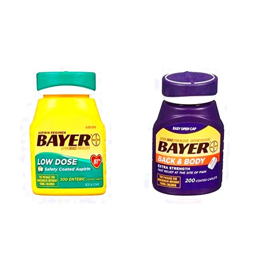Bayer Aspirin Regimen Bayer 81mg Enteric Coated Tablets | #1 Doctor Recommended Aspirin Brand | Pain Reliever |300 Count and Back & Body Aspirin 500mg Coated Tablets | Pain Reliever with 32.5mg Caffeine