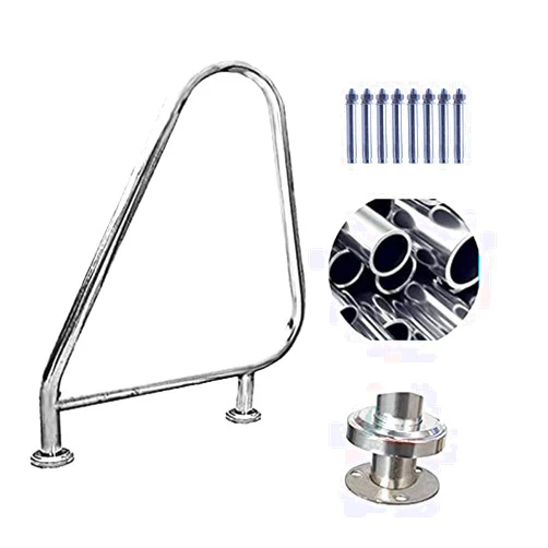 Ontihang Pool Handrails Pool Rail 32x35 in Pool Railing 304 Stainless Steel 330lbs Load Capacity Silver Rustproof Pool Handrail Humanized Handrail