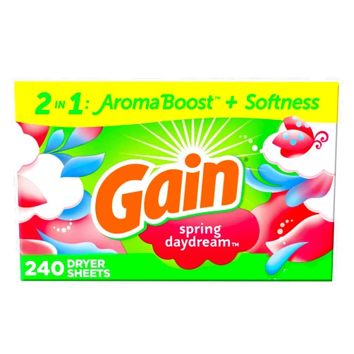Gain Dryer Sheets, 240 Count, Original Scent Laundry Fabric Softener Sheets with 2-in-1 AromaBoost Plus Softness