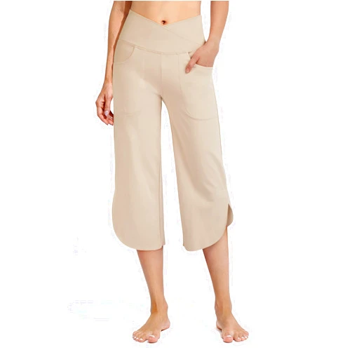 G4Free Capri Pants for Women Wide Leg Yoga Pants for Summer Flowy Capris Loose Casual Cropped Pants with Pockets