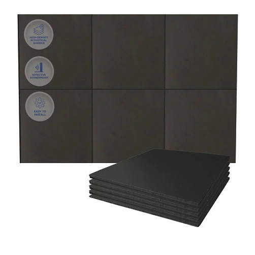 Arrowzoom 6 Mass Loaded Vinyl Sheets Sound Absorbing Acoustic Treatment Deadening Soundproof 29dB Mat Waterproof Noise Barrier Heat Insulation 3x Studio Recording Room Floor 12x12x0.05in Black AZ1246