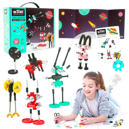 The OFFBITS The Off Bits Space Mission Educational Build Your Own Robot Toy, Stem Building Toys for Boys and Girls, Valentine Birthday Gift for Kids Montessori Play Kit, Steam Toys for Kids Ages 6 7 8 9+