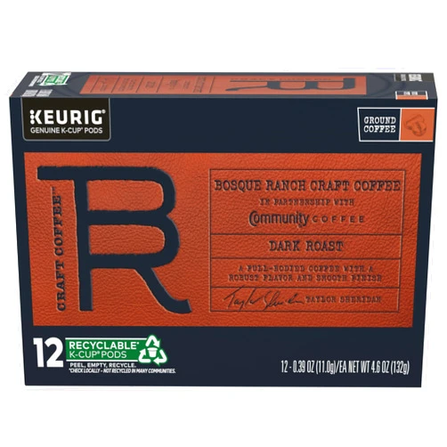 Community Coffee Bosque Ranch Craft Coffee From Taylor Sheridan In Partnership With Community Coffee, Dark Roast, K-Cup Pods, 12 Count (Pack of 1)