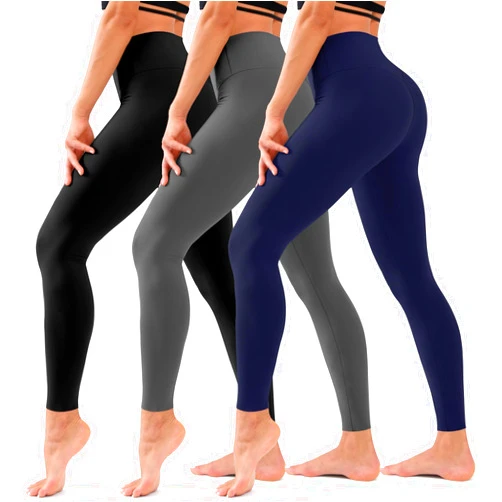 Hmuuo 3 Pack Leggings for Women High Waisted Tummy Control No See-Through Yoga Pants Workout Running Leggings