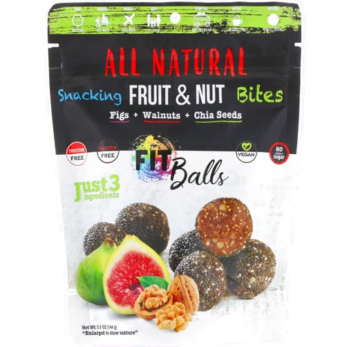 Nature's Wild Organic Natures Wild Organic, All Natural, Snacking Fruit & Nut Bites, Fit Balls, Figs + Walnuts + Chia Seeds, 5.1 oz (144 g)