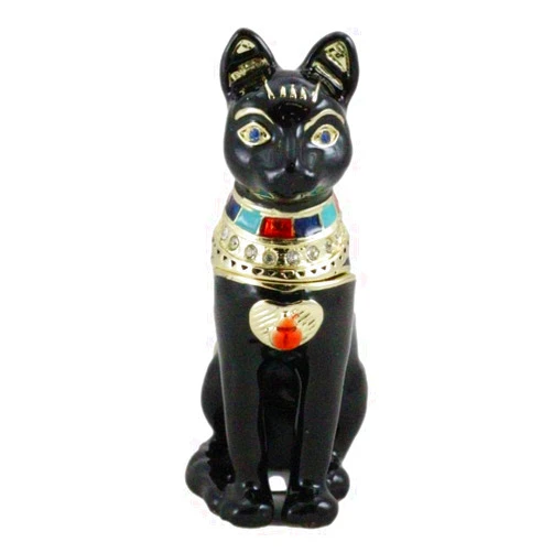 Ebros Gift Ancient Egyptian Pewter Enameled Bastet Cat Goddess Decorative Trinket Jewelry Box With Austrian Crystals Figurine Patron Deity Of Home Protection Women Gods Of Egypt