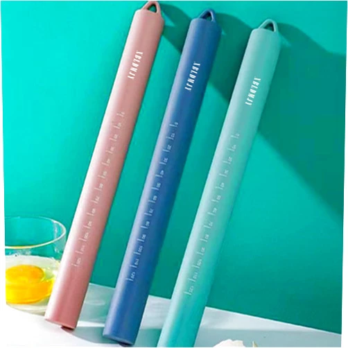 XBLDMJY Silicone rolling pin set of 3, green/blue/pink