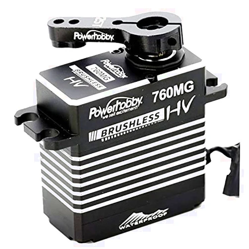 Power Hobbies 760MG Hige Voltage Waterproof Brushless Steel Gear High Torque 760 OZSpeed 0.11 @ 8.4v Servo with Aluminum Case