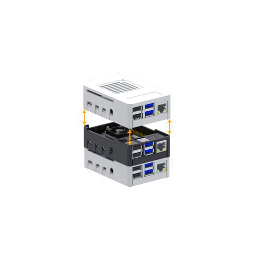 MaticBox4 Case for Raspberry Pi 4 – Low Profile, Stackable, Universally Mountable DIN Rail, Automation Friendly, Fan Support (Black Metallic)