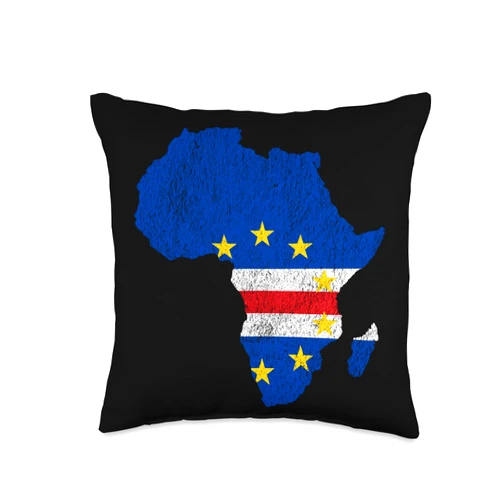 Home Cape Verde Gifts for proud Cabo Verdean Cape Verde Flag Africa Continent Silhouette Cabo Verdean Throw Pillow, 16x16, Multicolor