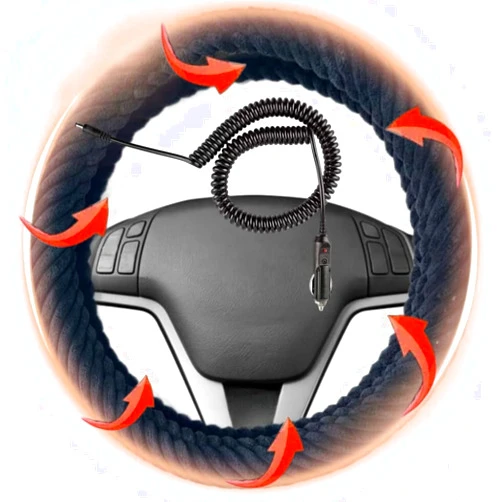 STYLOOC Newest Heated Steering Wheel Cover,12V Fast Heating Steering Wheel Hand Warmer Plush Comfortable 14.5-15.5 Inches Steering Wheel Cover for Most Cars