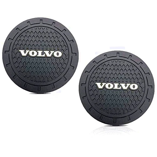 JDclubs 2.75 Inch Diameter Oval Tough Car Logo Vehicle Travel Auto Cup Holder Insert Coaster Can 2 Pcs Pack (fit Volvo)