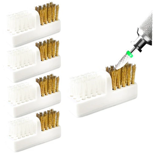 Jaasuee Nail Drill Bit Wire Cleaner Brush, 5-Piece Nail Art Cleaning Tool Set for Salon and Home Use, Nail Polish Cleaning Brush