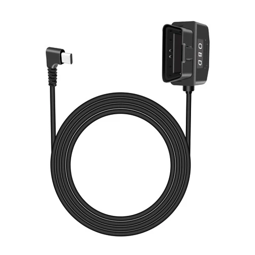 RIIEYOCA OBD2 Power Cable for Dash Cam,90 Degree Right Angle USB-C to OBD-II Hardwire Adapter with Switch Button Connector Plug and Play 24 Hours Surveillance/Acc Mode (11.5FT/3.5M)