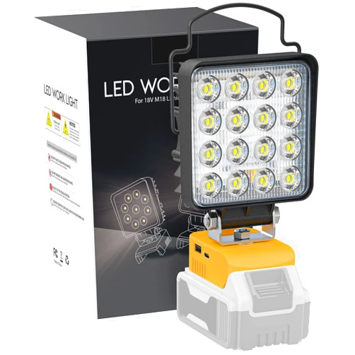 LIVOWALNY Cordless 20V Max LED Work Light for Dewalt 20v Battery, 60W 6000LM Flashlight, LED Flood Light, Battery Light with USB and Type C Charging Port LED Light for Outdoors and Job Site Lighting
