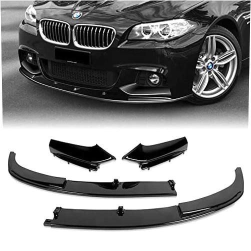 Generic EPARTS 3 Pieces Style Front Bumper Lip Spoiler Splitter Chin Side Body Kit Trim Protection Compatible with 2011 - 2016 BMW 5-Series F10 / M-Sport Bumper Only (Painted Black)