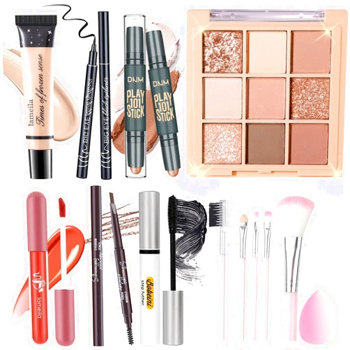 YBUETE Makeup Set Kit for Women Girls Teens, Makeup Present Set, Includes 9 Color Eyeshadow, Counter Stick, Foundation, Eyebrow Pencil, Eyeliner, Mascara, Lip Gloss, 5Pcs Brushes, Sponge