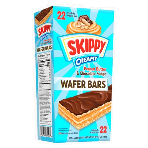 SKIPPY Creamy Peanut Butter & Chocolate Fudge Wafer Bars 22 individule wrapped bars