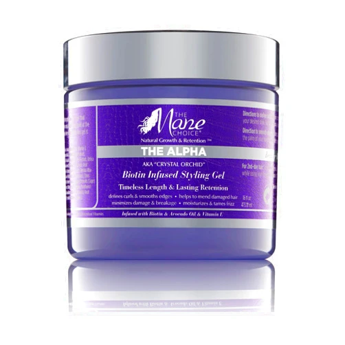 The Mane Choice The Alpha Crystal Orchid Biotin Infused Styling Gel, 16 Oz, Defines Curls & Smooths Edges, Hair Gel for Coily, Wavy & Curly Hair, Enriched with Biotin, Avocado Oil & Vitamin E