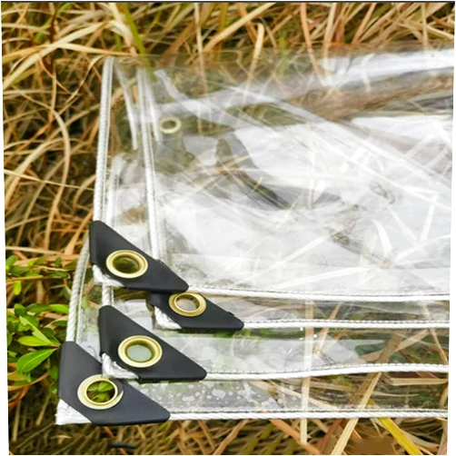ZHUOZ1T Transparent Tarpaulin with Eyelets,0.35 mm Plant Protection Rain Curtains,Home Garden Outdoor PVC Plastic Tarp Sheet Cover,Water Proof Windproof (7.54 x 5.57ft)
