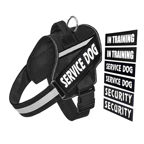 Generic Service Dog Vest,No-Pull Pet Dog Harness with Handle,6 Dog Patches,Night Safe Reflective Straps,Adjustable Nylon Service Dog in Training Vest for Small Medium Large Breed Dogs (Black, S)